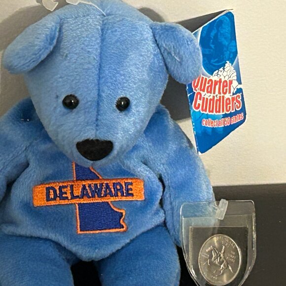 1999 Vintage Mary Meyer DELAWARE Bear Quarter Cuddler with State Quarter - Picture 4 of 5
